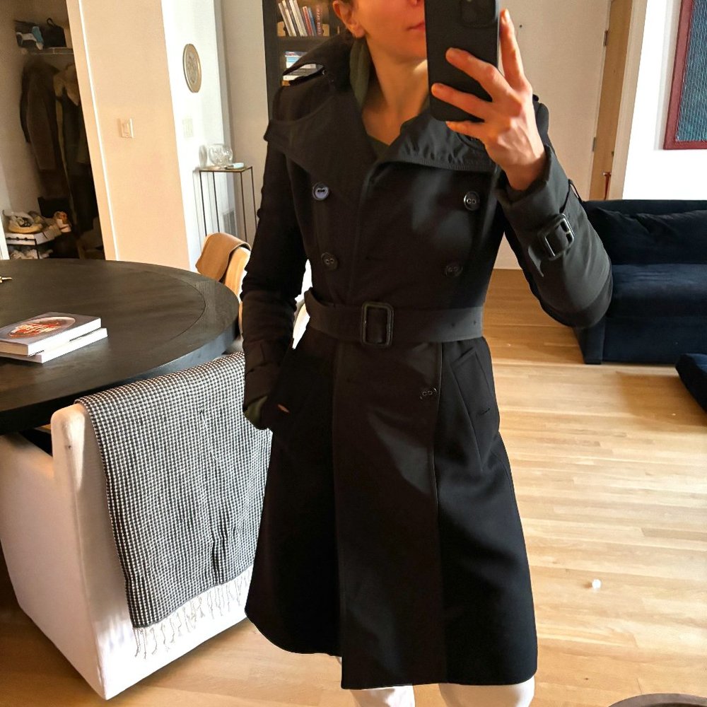Burberry Black Wool Trench